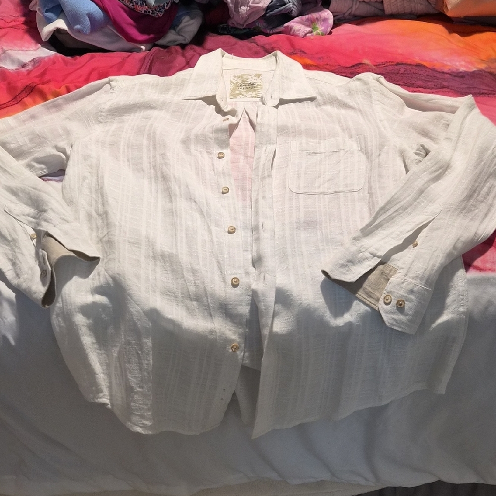 Tasso Elba White Casual Button-Down Shirt